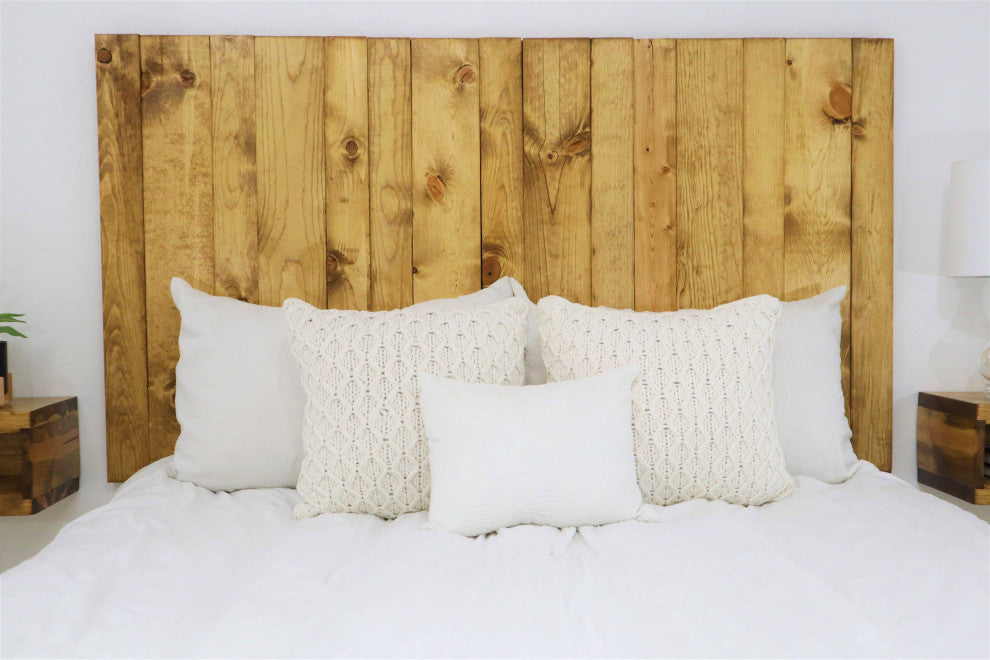 Handcrafted Headboard, Leaner Style, Golden Brown, Twin