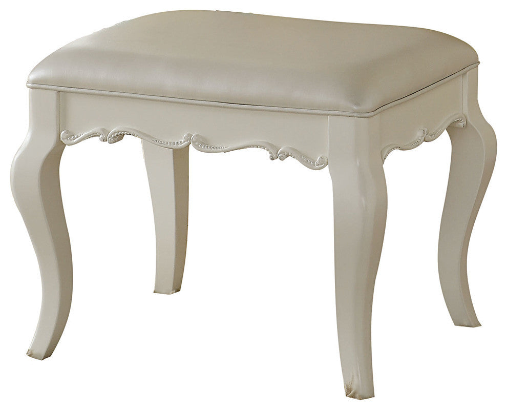 Edalene Vanity Stool, Pearl White