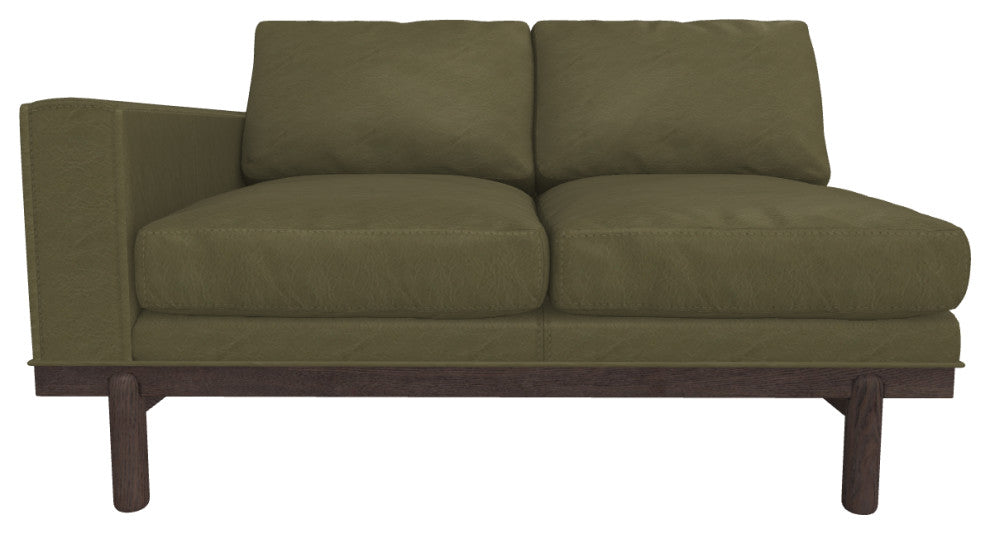 Cantor Left Arm Leather Sofa, Finish: Ebony, Leather: Fern