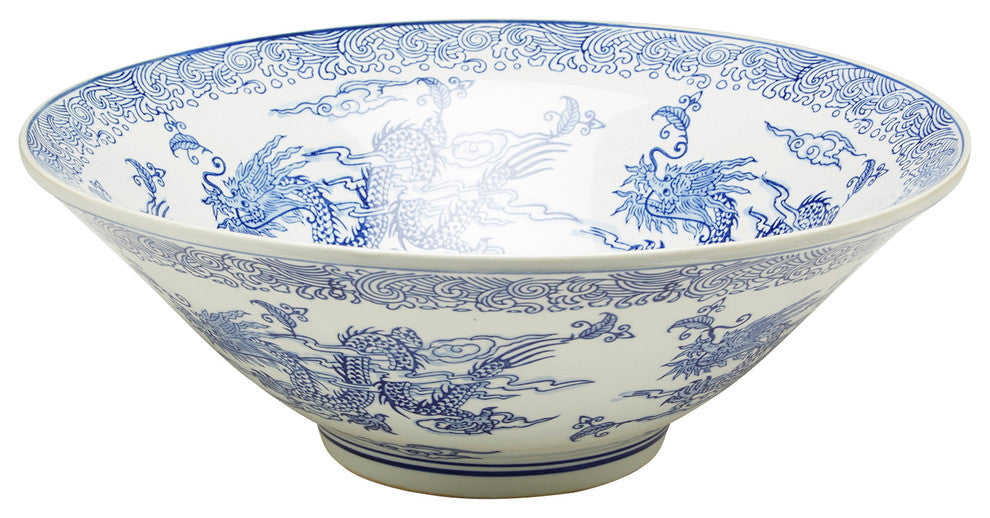AA Importing 59818 16 Inch Blue & White Bowl