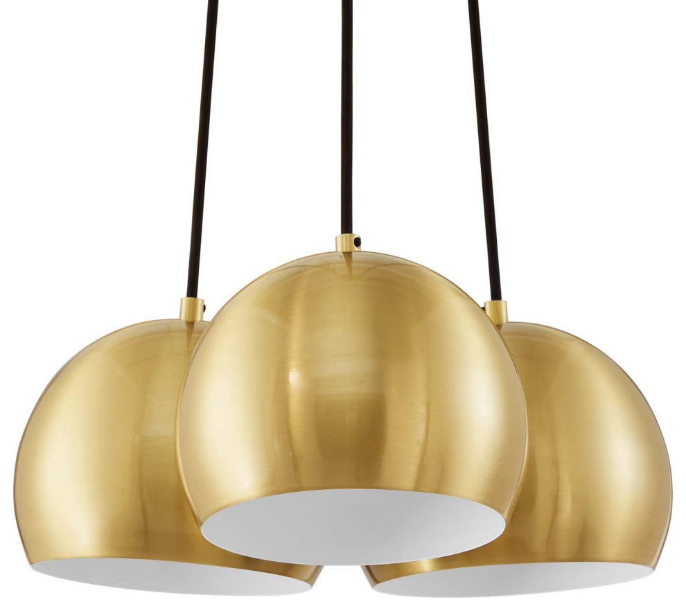 Chalice 3-Light Metal Pendant, Satin Brass