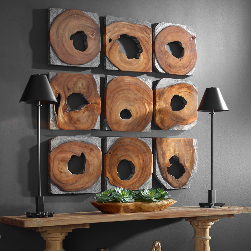 Uttermost Jungle Wood Paneled Wall Art, 9-Piece Set