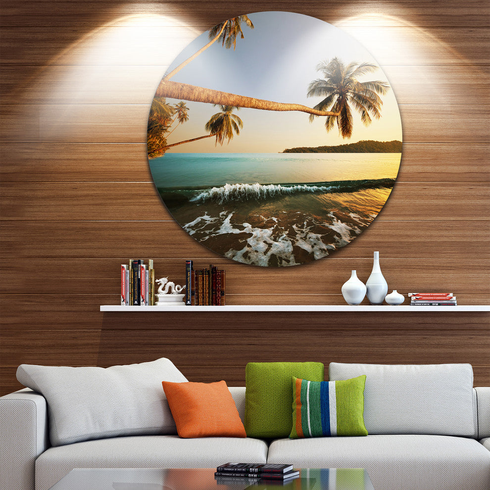 Andaman Sea Coconut Palms, Seashore Round Wall Art, 36"