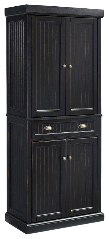 Seaside Kitchen Pantry, Distressed Black Finish