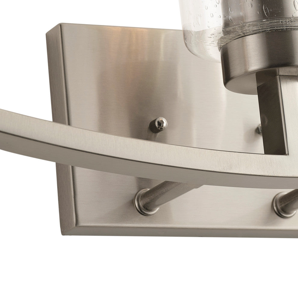Brushed Nickel 3-Light Bathroom Vanity Light With Glass Shade