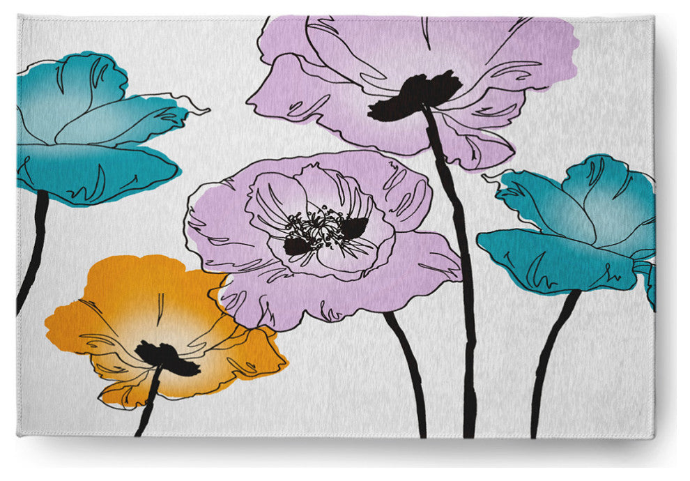 Popping Poppies Spring Chenille Rug, Lilac, 2'x3'