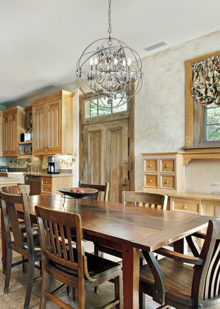 Elegant Lighting 1130D25-SS/RC Geneva 6 Light 25"W Crystal - Dark Bronze