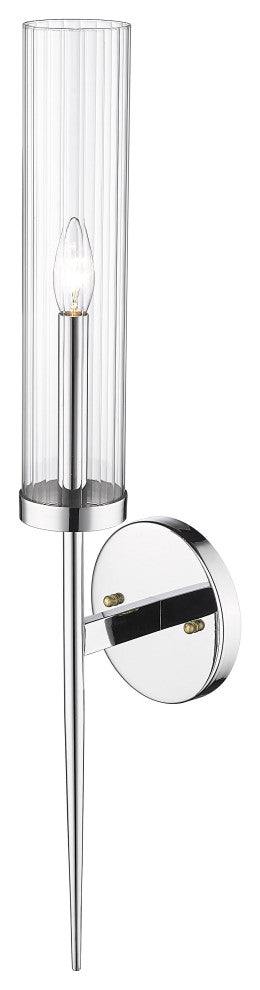 1-Light 6" Chrome Iron Wall Sconce With A Glass Shade