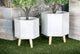 Set of 2 Grey Polystone Contemporary Planter, 15", 17"
