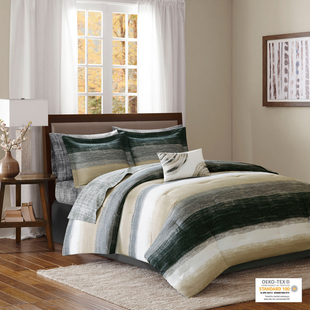 Madison Park Microfiber Printed 6-Piece Coverlet Set, Full