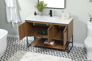 Sue Walnut Brown-Light Bathroom Vanity, Walnut Brown, 48"