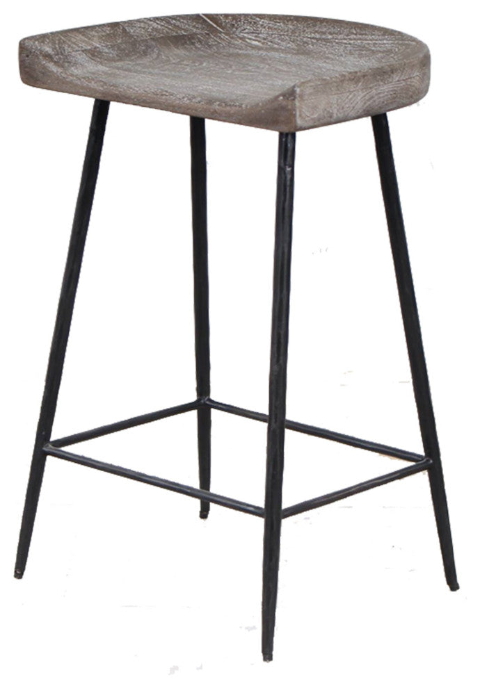 Uttermost Cordova Carved Wood Counter Stool