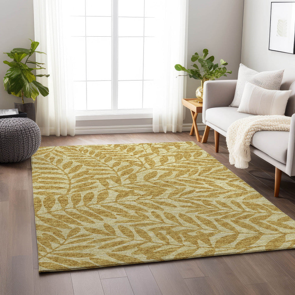 Addison Premium Washable Mayfield AMF111 Yellow 10' x 14' Rug