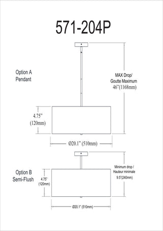 4-Light Incandescent Pendant, Polished Chrome/Black Shade
