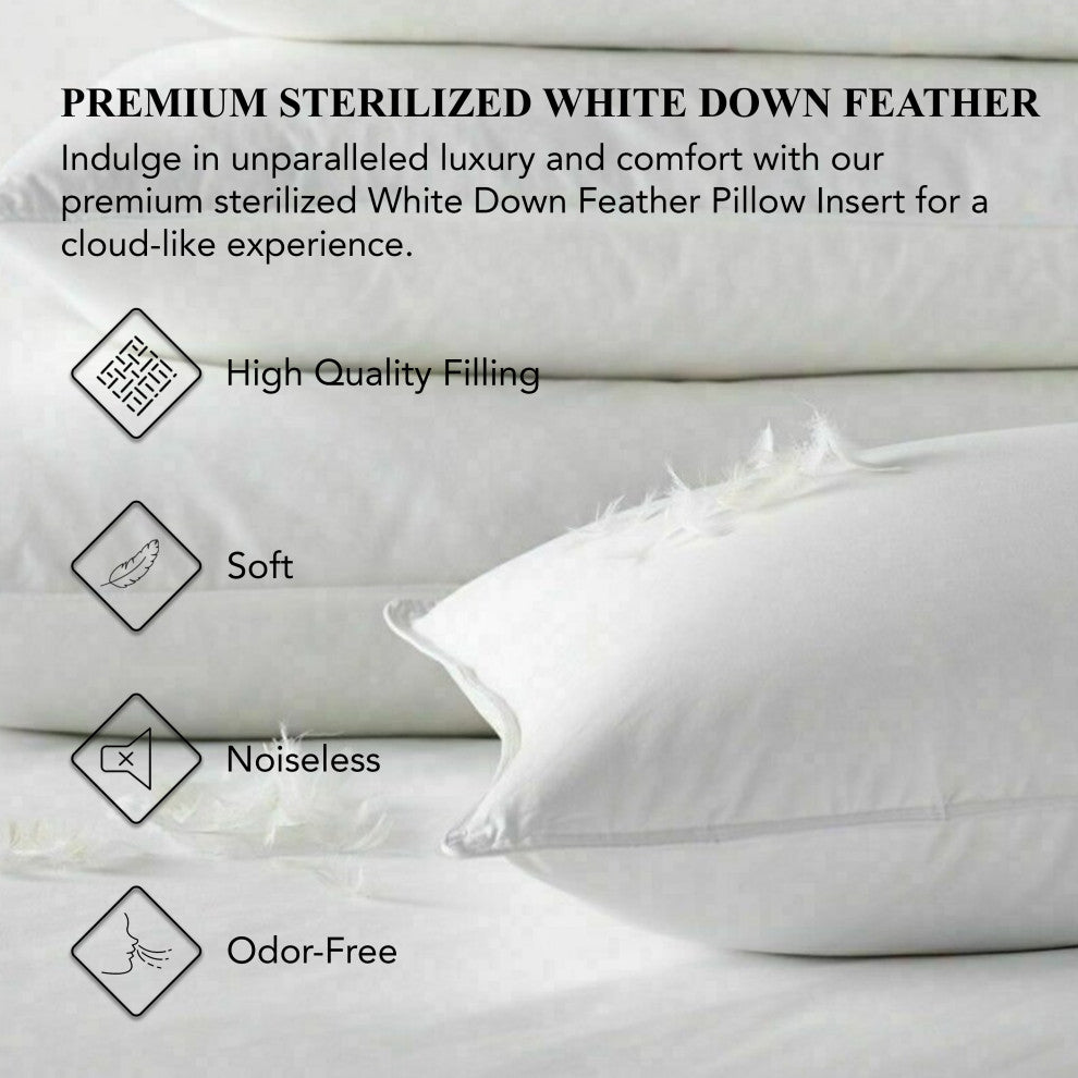 A1HC Throw Pillow Insert, Down Feather Filled, Set of 2, 12"x20"