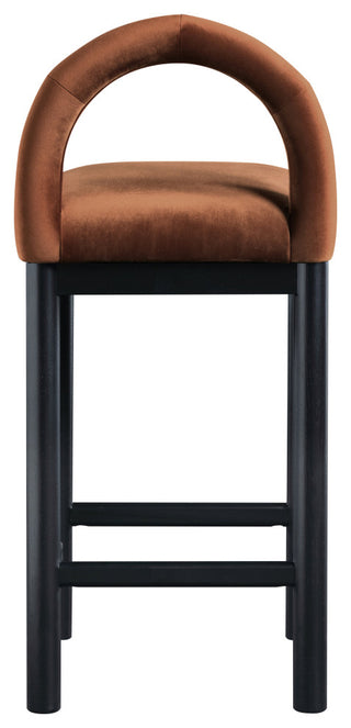 Conrad Upholstered Bar and Counter Stool, Cognac, Velvet, Black
