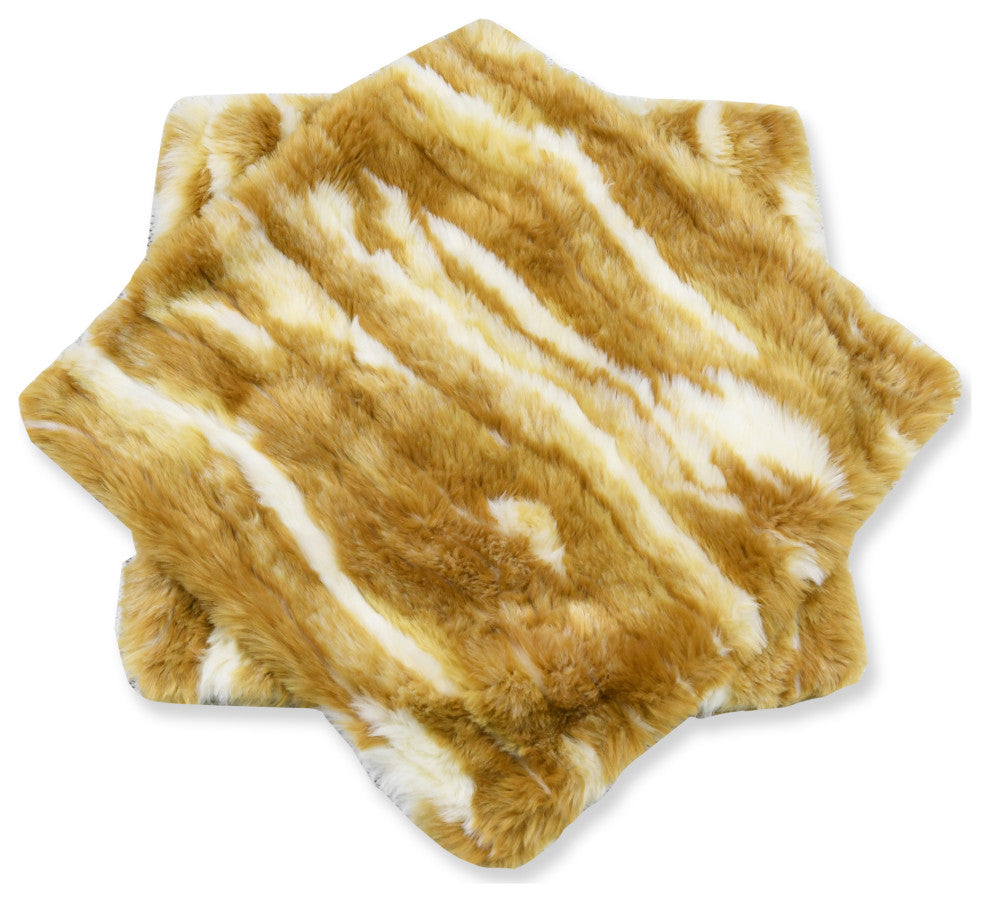 Jacquard Faux Fur Pillow Covers Set of 2, Amber Gold, 26'' x 26''