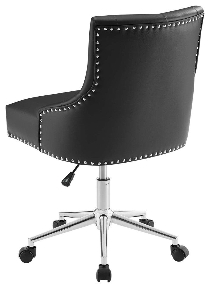 Home Business Office Work Desk Chair, Faux Vinyl Leather Aluminum, Black