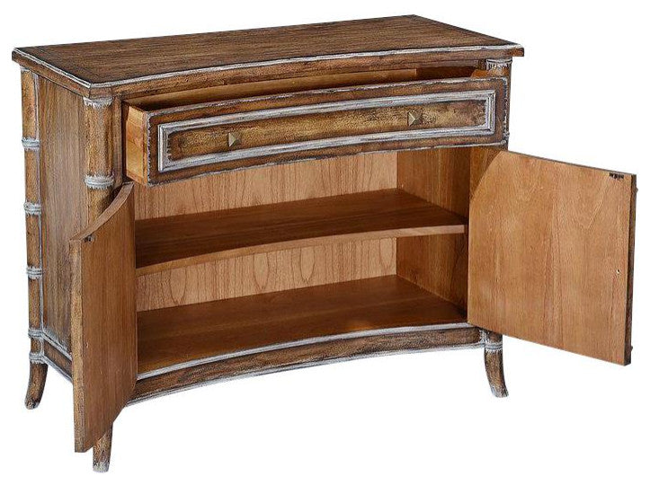 Chest of Drawers Ashton Bamboo Wood Swedish Moss Rustic Pecan 1-Drawer