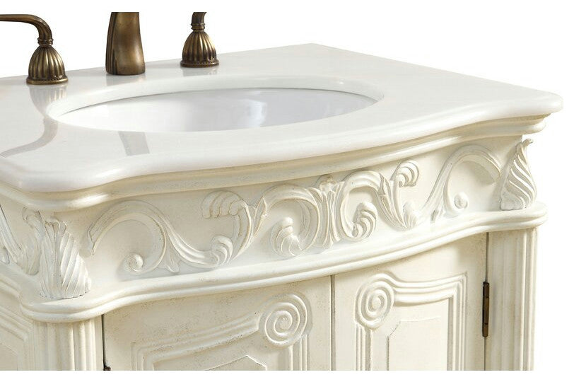 27" Antique-Style White Petite Powder Hayman Bathroom Sink Vanity