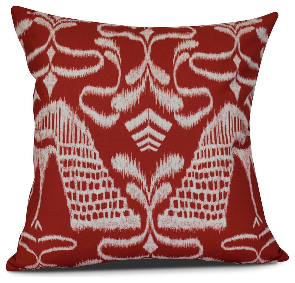 Crown, Animal Print Outdoor Pillow, Red, 20"x20"
