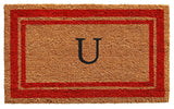 Red Border 24"x36" Monogram Doormat, Letter U