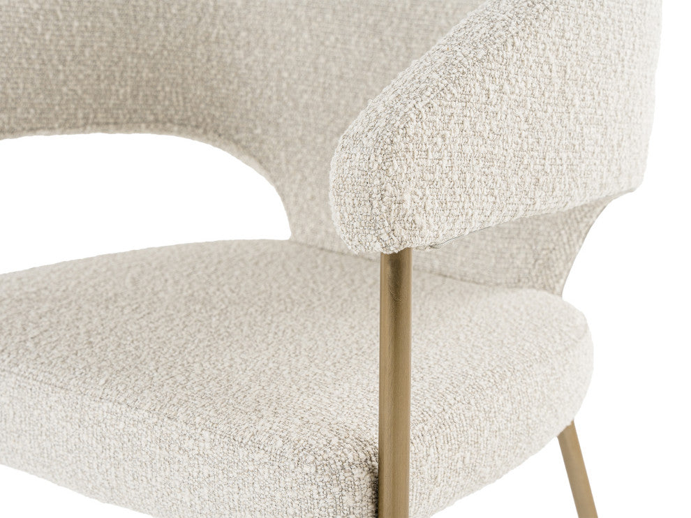 Modrest Claudine Modern Light Grey Fabric and Antique Brass Dining Chair