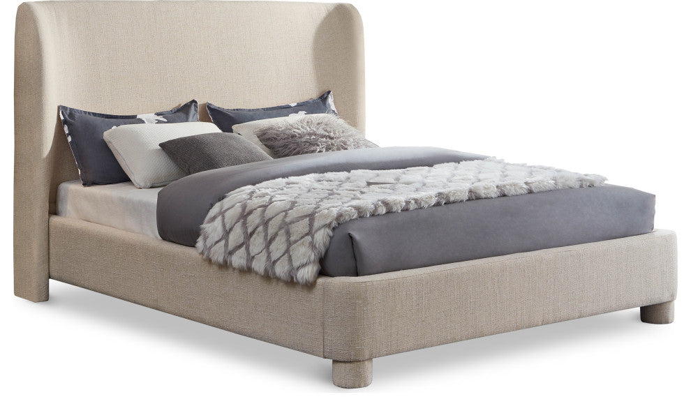 Penny Bed, Beige, Queen, Linen Textured Fabric