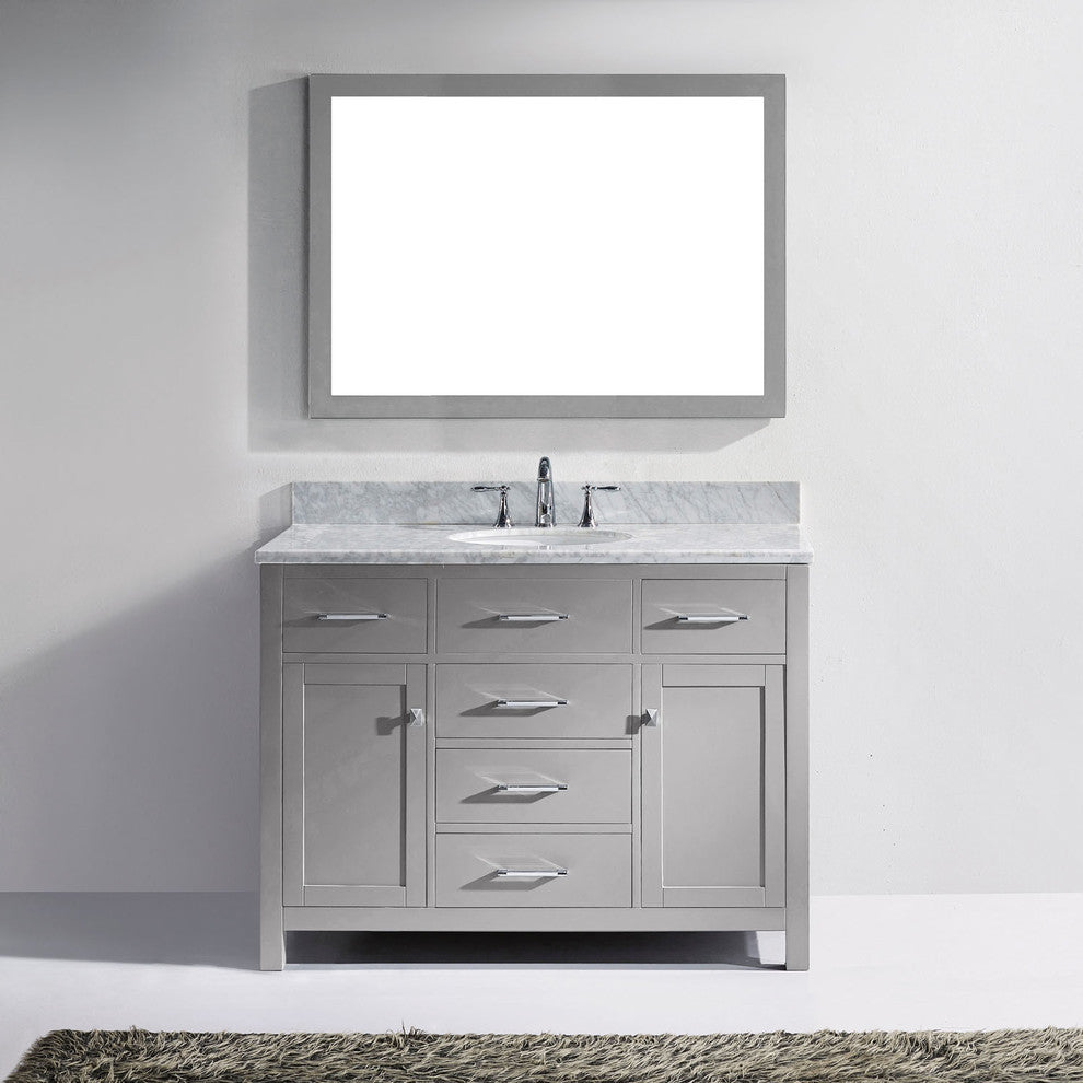 48" Single Bathroom Vanity, Cashmere Gray, Round Sink, Polished Chrome