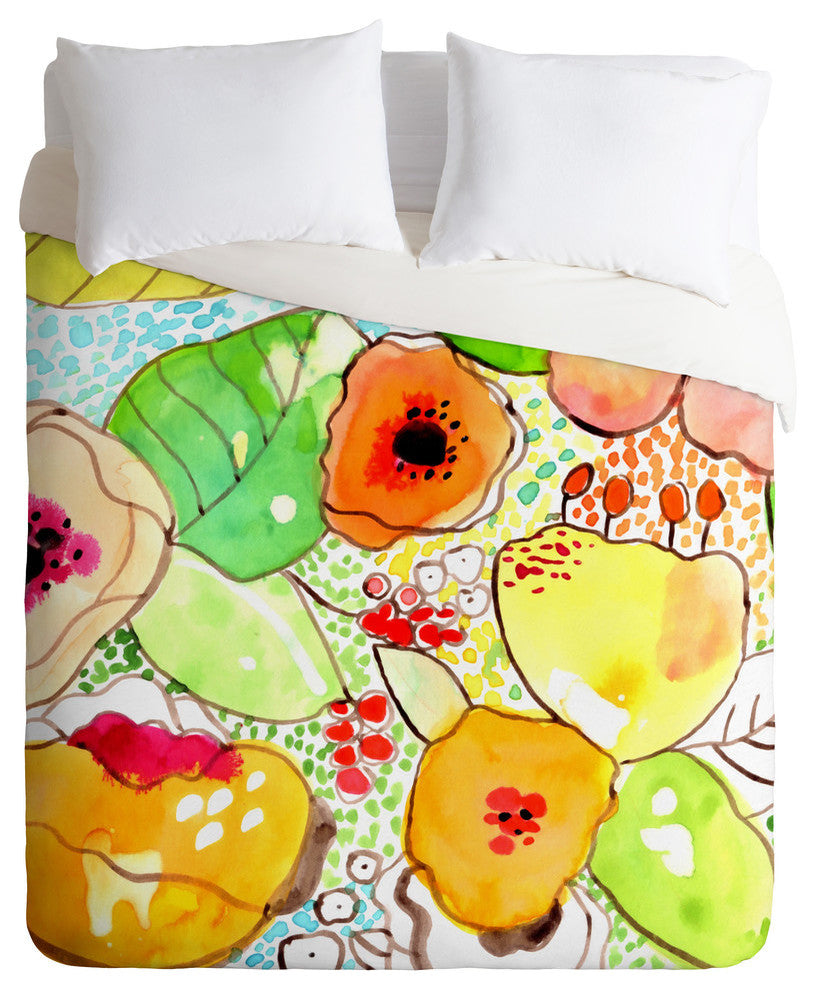 Deny Designs Cayenablanca Organic Flowers Duvet Cover-Lightweight