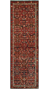 Fine Vintage Distressed Javier Red/Charcoal Runner, 2'9 x 7'9