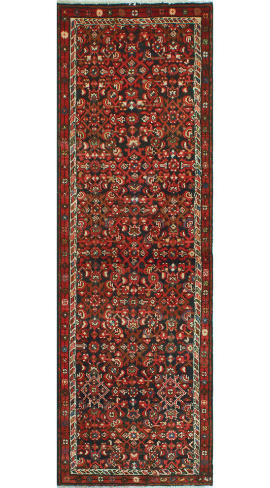 Fine Vintage Distressed Javier Red/Charcoal Runner, 2'9 x 7'9