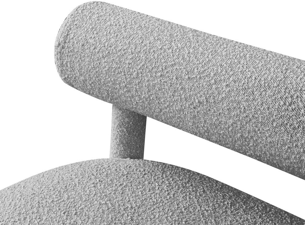 Parlor Boucle Fabric Upholstered Bench, Gray