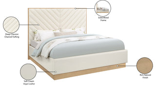 Casa Black Faux Leather King Bed, Cream, King