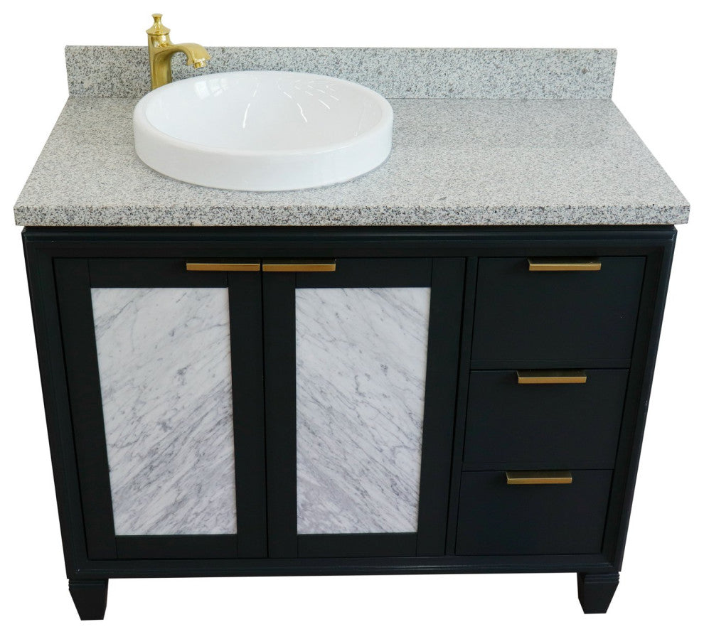 43" Single Vanity, Dark Gray Finish With Gray Granite
