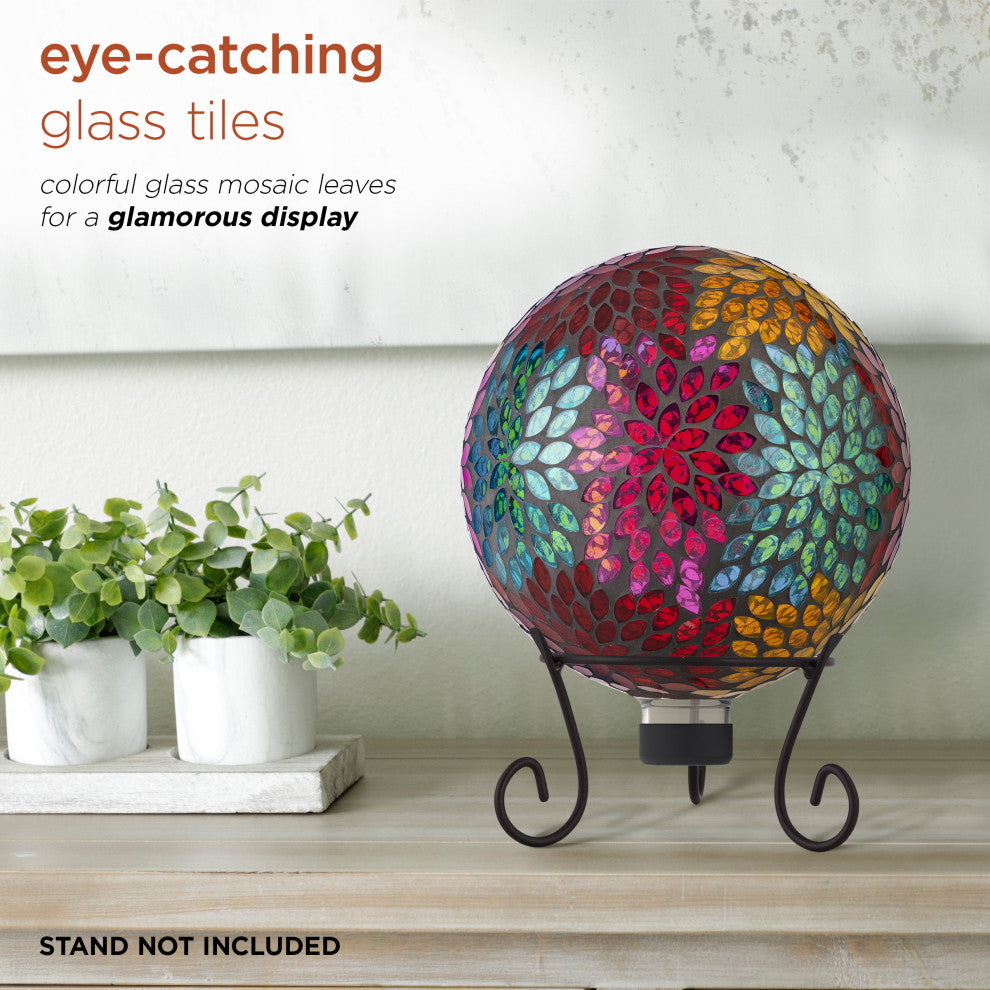 10" Colorful Mosaic Leaves Gazing Globe