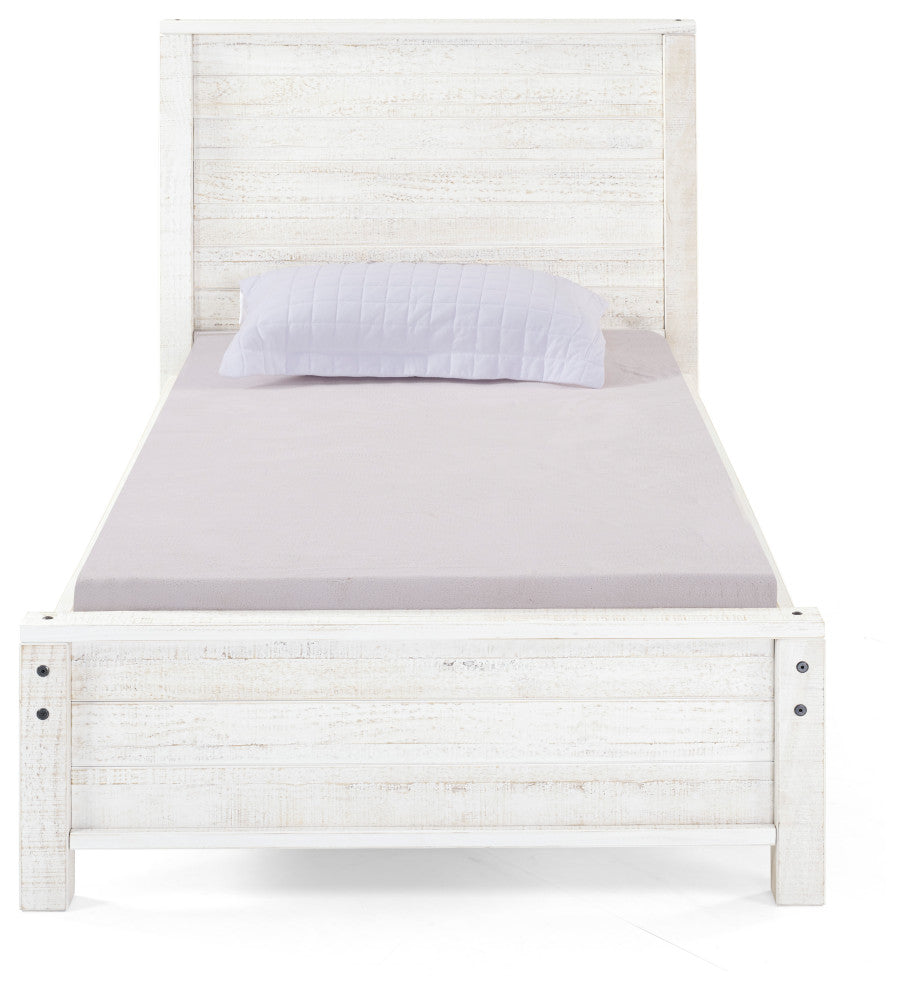 Panel Twin Bed, White