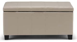 Dover 36" Contemporary Storage Ottoman, Satin Cream