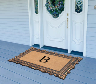 Carson Bronze/Beige Rubber And Coir 24"x36", Monogrammed Doormat, B