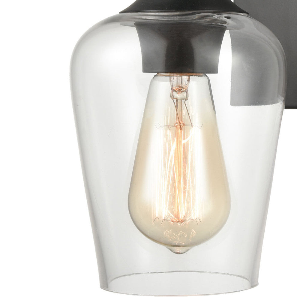 Clear Glass Bathroom Wall Sconces Lighting, Set of 2, Black