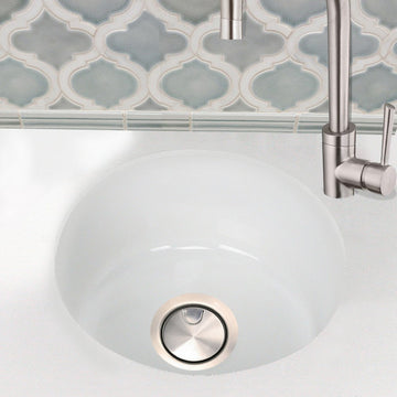 Nantucket Sinks Hyannis-18 18 inch Fireclay Round Bar-Prep Sink In White