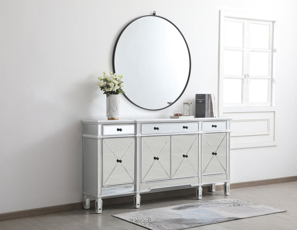 Calum 72" Mirrored Credenza, Antique White