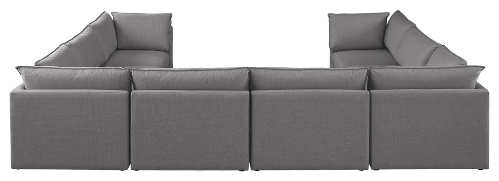 Mackenzie Linen Textured Fabric 8-Piece Modular U-Shaped Sectional, Grey