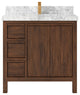 Elizabeth 36 Center Sink Bath Vanity in Dark Walnut Teak 2" Carrara Marble