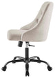 Computer Work Desk Swivel Tufted Chair, Fabric, Black Beige, Modern, Home Office