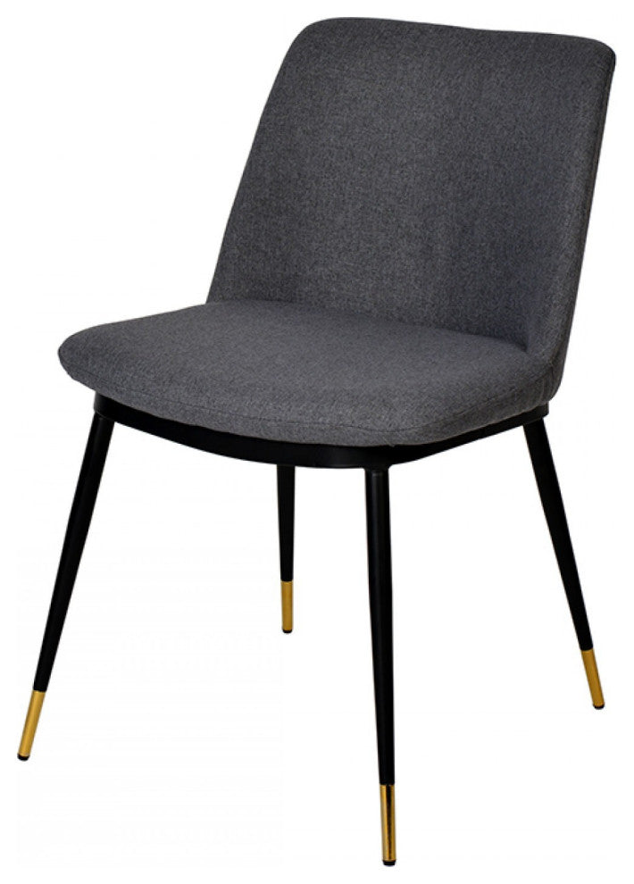 Set of Two Gray Black Dining Chairs