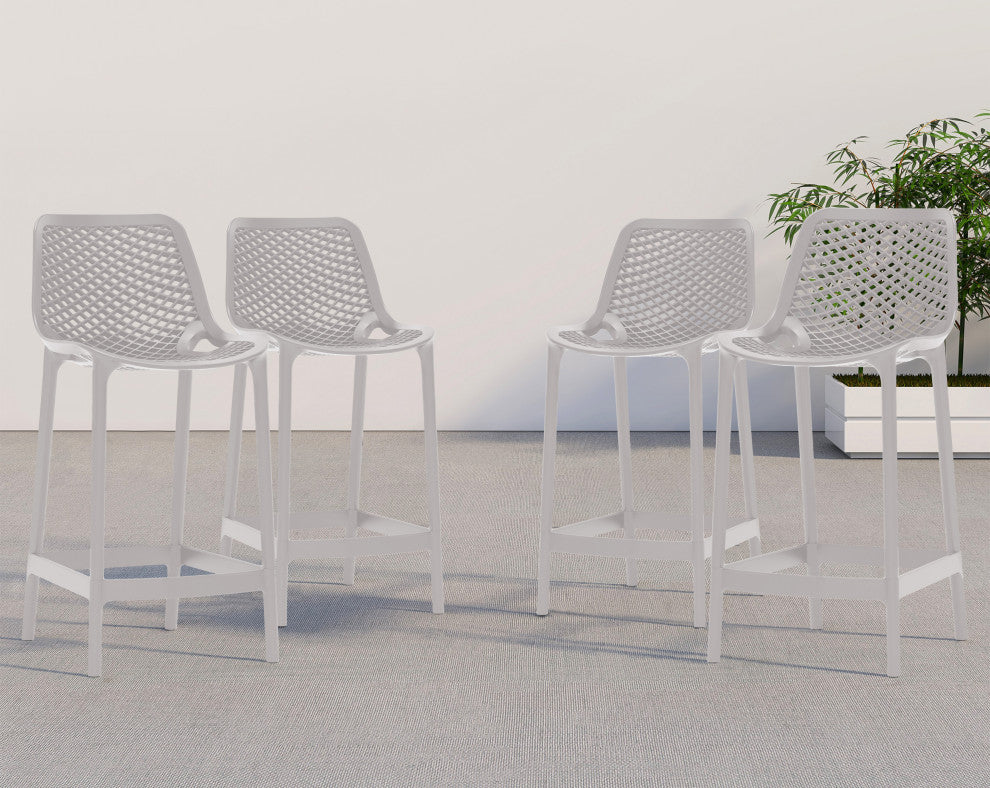 Mykonos Outdoor Patio Stool (Set of 4), Grey