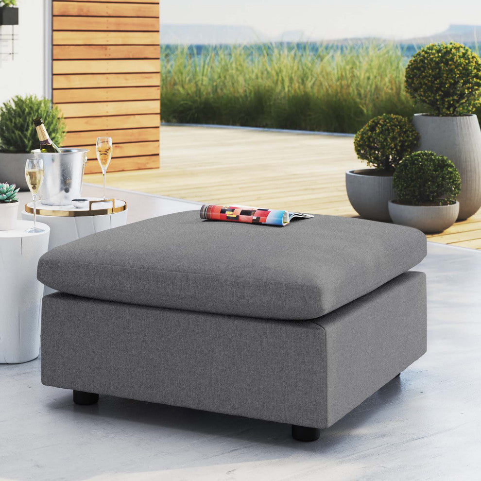 Commix Sunbrella Outdoor Patio Ottoman Gray