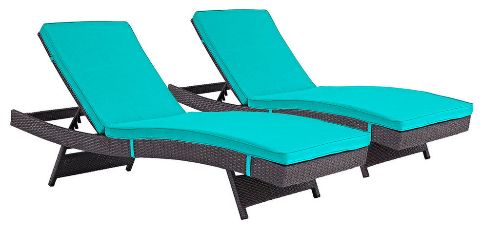 Espresso Turquoise Convene Chaise Outdoor Patio Set of 2