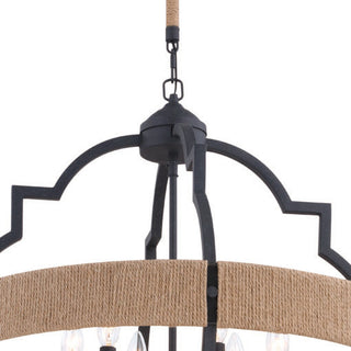 Beaumont 25" 6-Light Pendant Textured Gray With Natural Rope